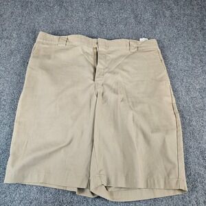 Dickies Flex Relaxed Fit Khaki Shorts Mens 40 Tan Flat Front Workwear WR852DS